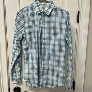 Express Plaid Blue Button Up